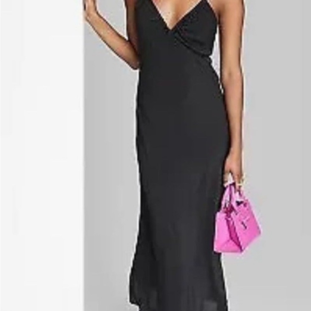 Wild Fable Black Plunge Slip MIDI Dress